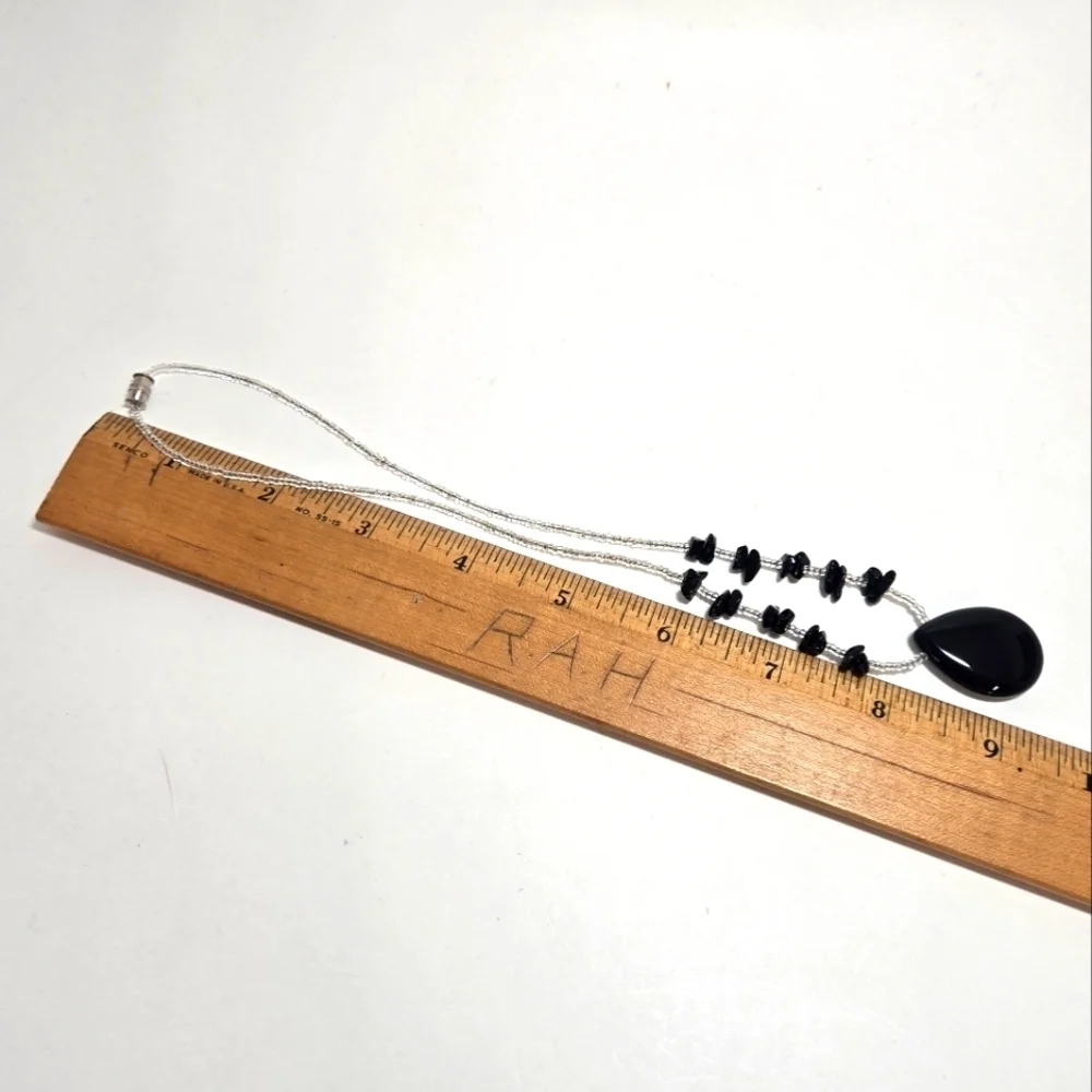 Glass Bead and Onyx Necklace 18